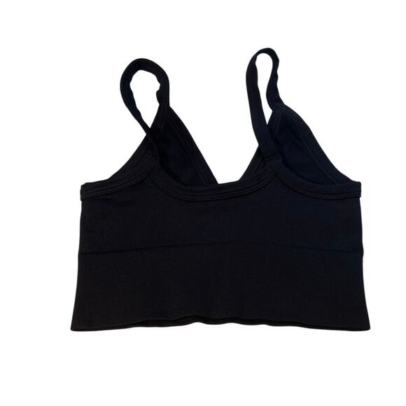 Cheeky Bliss All the Feels Tank Women's One Size Black Ribbed V-Neck Cropped - Picture 2 of 2